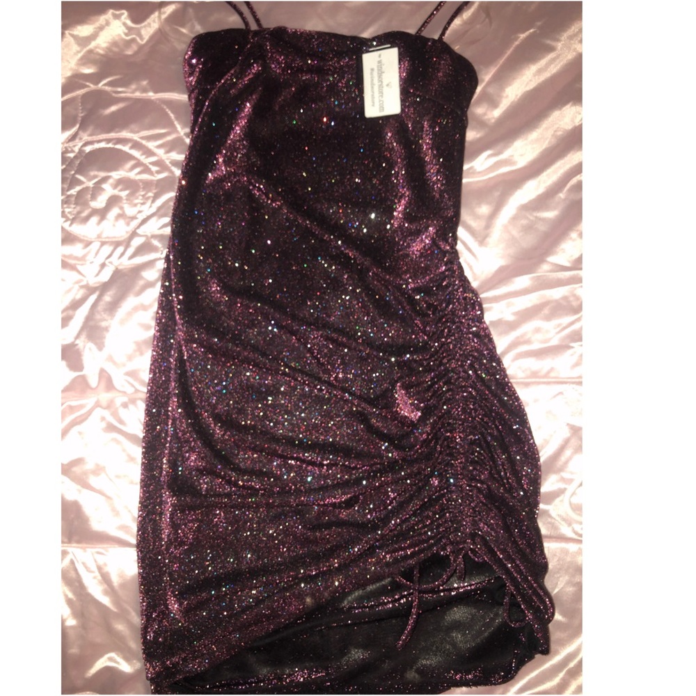 Purple mini glitter dress